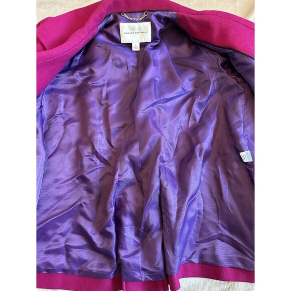 BANANA REPUBLIC‎ Womens Small Pink Double Breasted WOOL Blend Pea Coat Jacket - Picture 3 of 11
